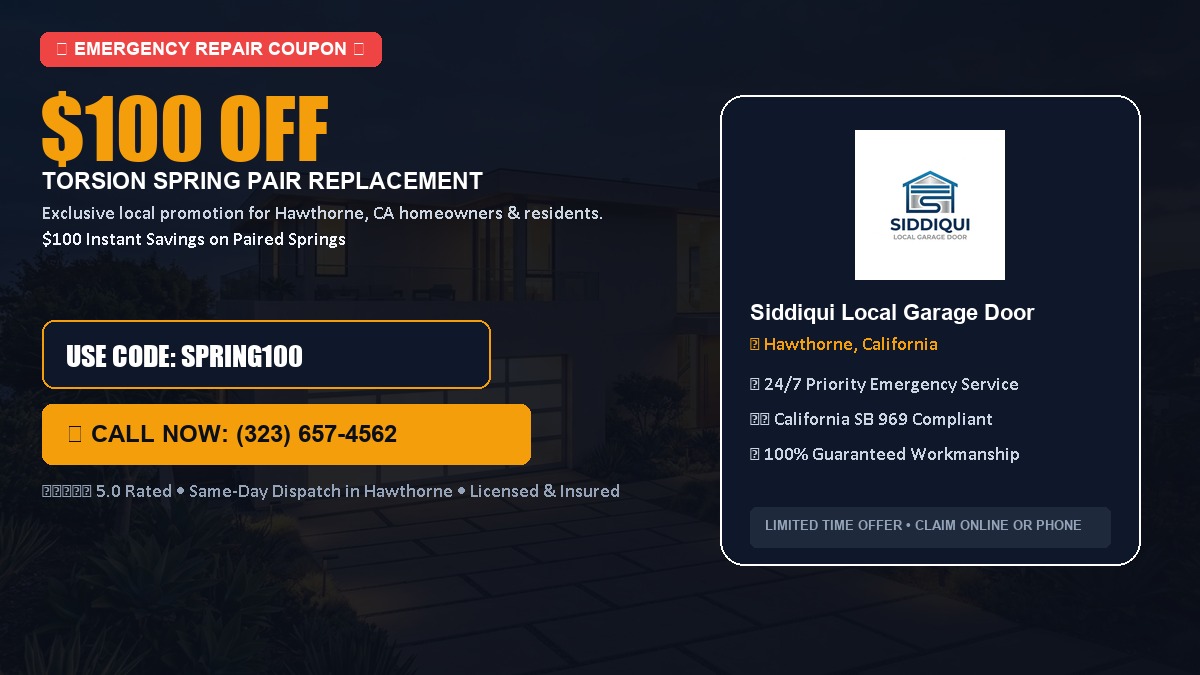 $100 OFF Heavy-Duty Torsion Spring Pair Replacement in Hawthorne, CA