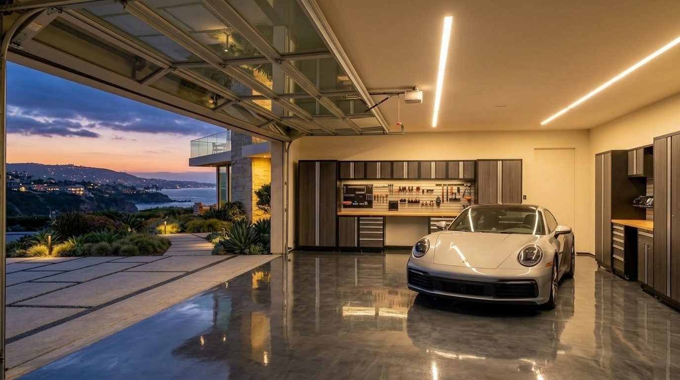 Siddiqui Local Garage Door Interior View of Custom Garage Door Overhead and Workshop